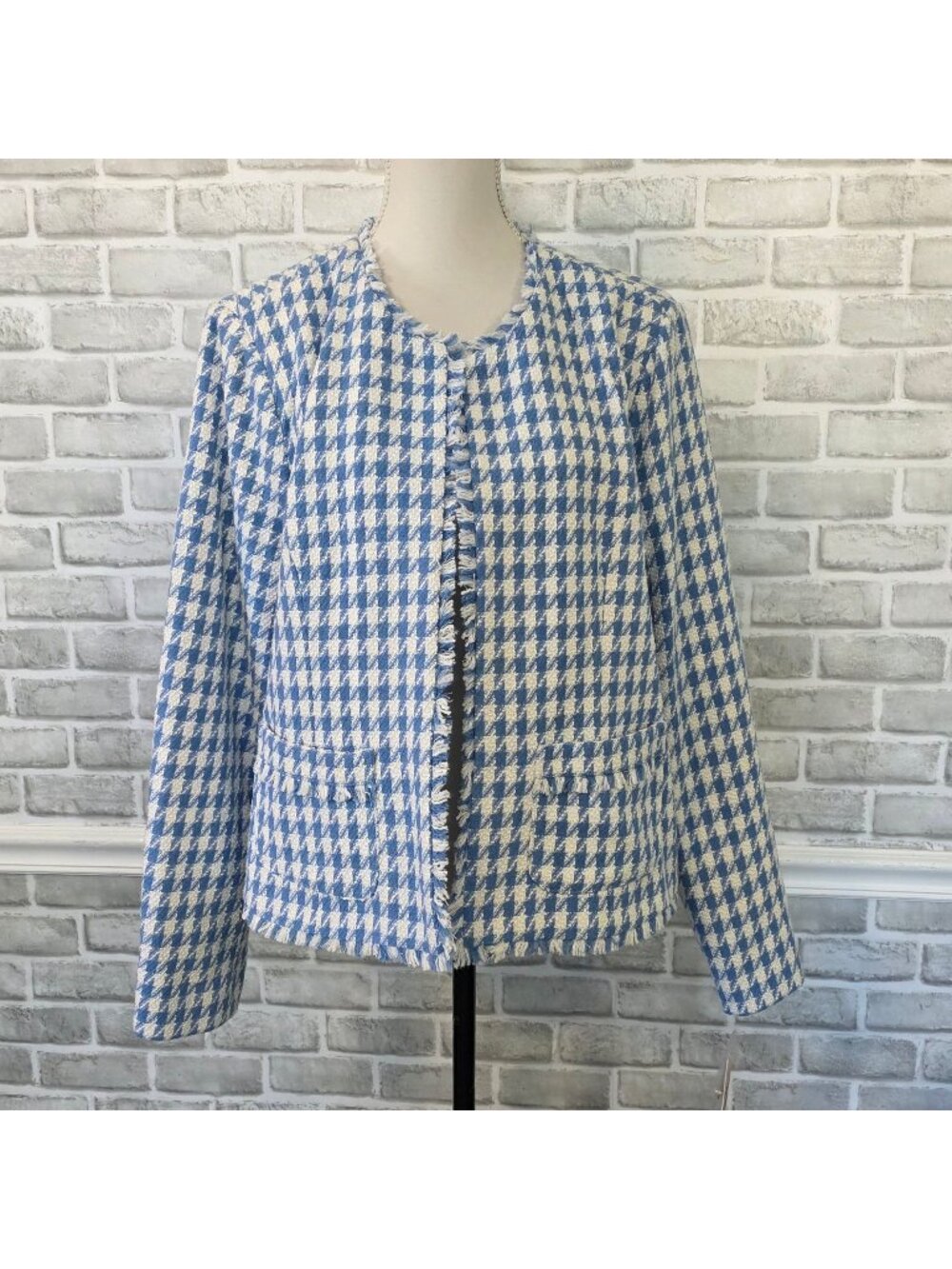NWT Nanette Lepore Houndstooth Tweed Blue Blazer Gilmore Girls Tweed Jacket XL